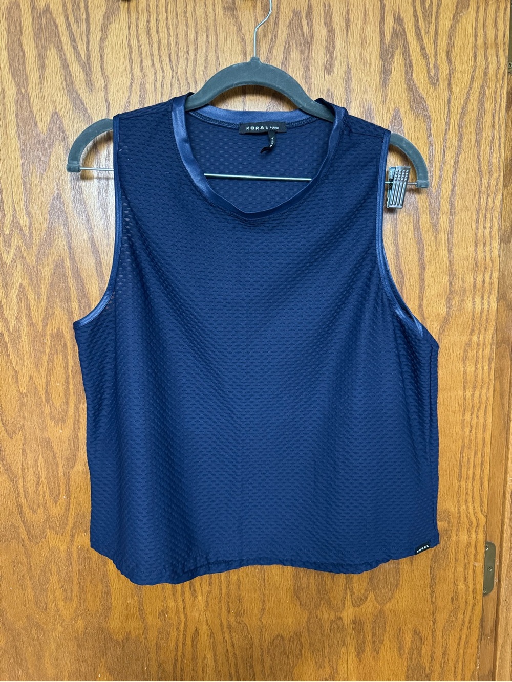 Koral Navy Textured Sleeveless Tank